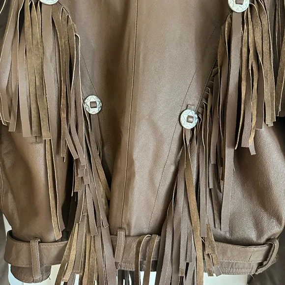 Vintage Brown Fringe Leather Jacket - Picture 4 of 8
